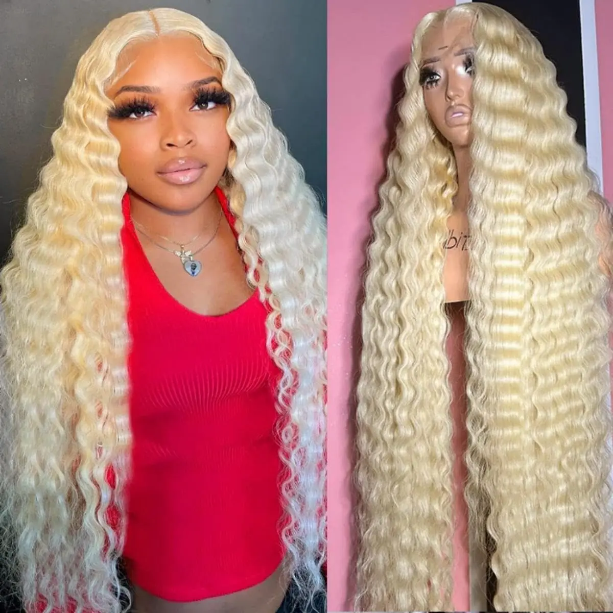 

40 30 Inch Deep Wave 613 HD Lace Frontal Wig 13x6 HD Lace Front Wig Human Hair Blonde 613 Colored Curly Wigs Preplucked Glueless