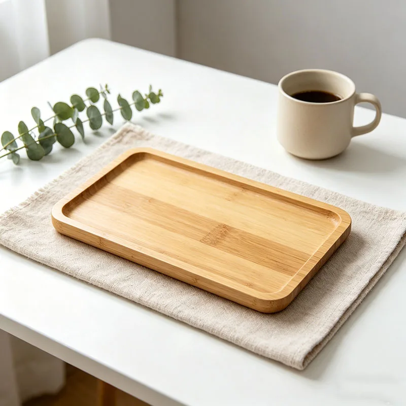 Bandeja de Bambú para Té, Estilo Simple, Base de Madera para Macetas, Posavasos para Tazas de Café y Té, Accesorios de Cocina, Idea de Regalo