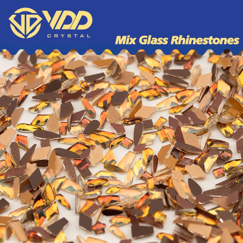 VDD 100/500 Stück Neue Farbe Sommer Tan Gemischte Formen Glas Kristall Strass Flachrückige Glitzersteine für Nagelkunst DIY Dekoration – Detail 5