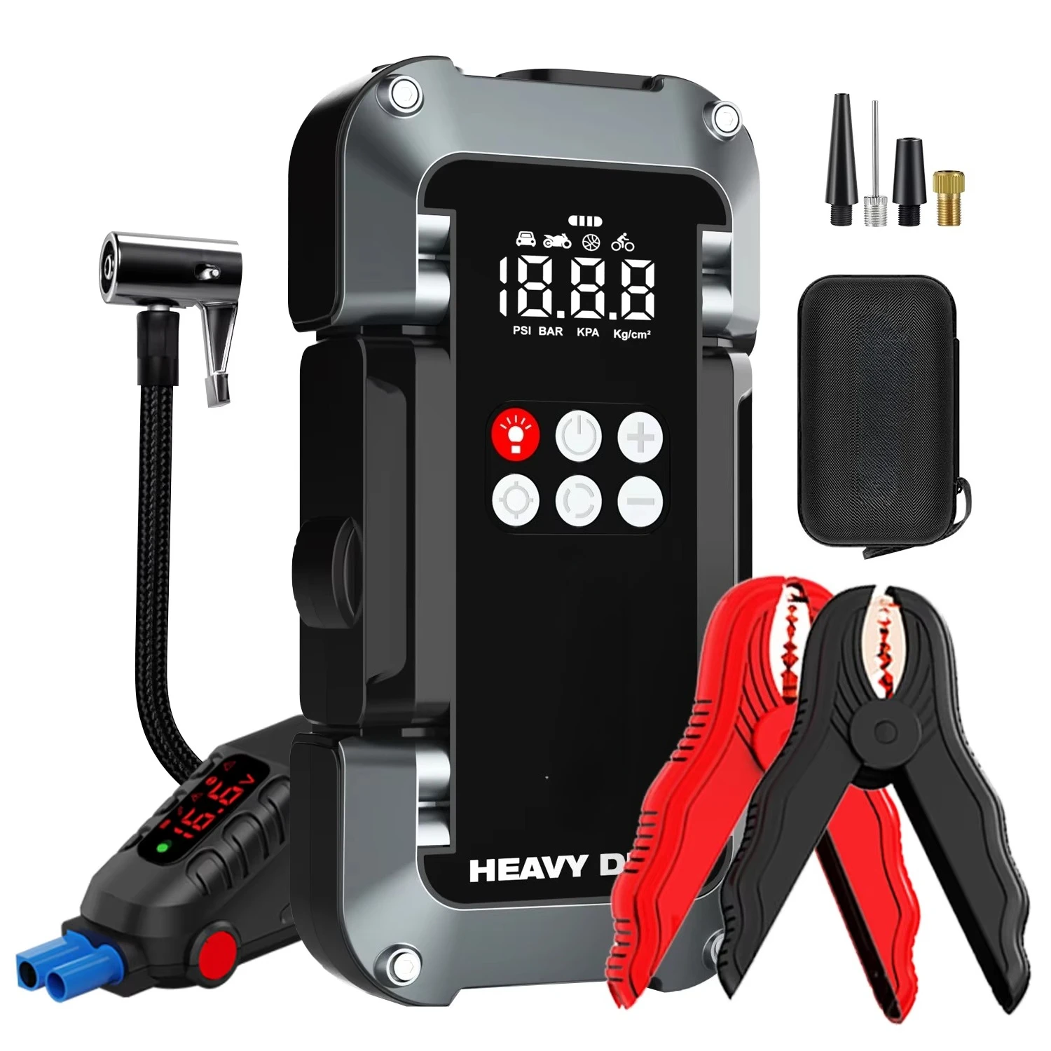 6-in-1 Car Jump Starter 150PSI 12V Battery Booster Heavy Duty Tire Inflator Portable Emergency Power Bank