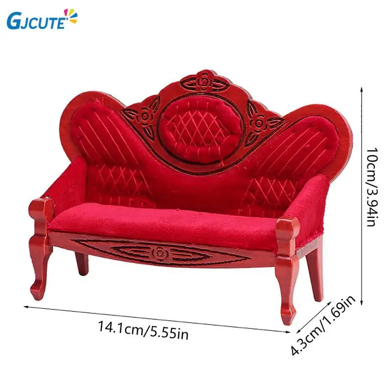 Sofá rojo en miniatura, muebles de simulación para casa de muñecas en miniatura, accesorios de decoración, regalo para niños, 1:12