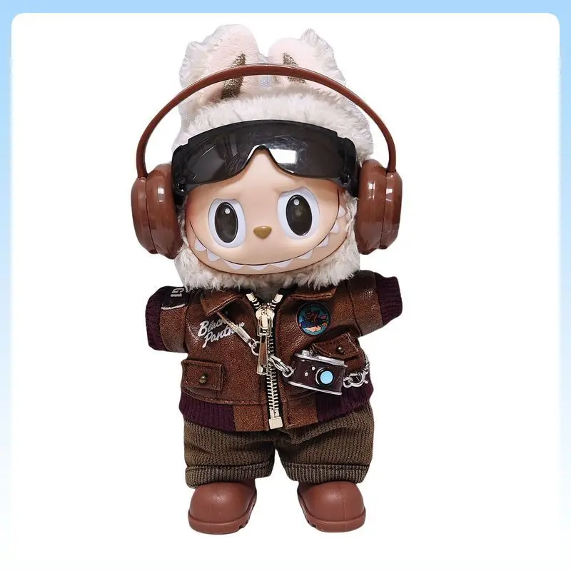 

Одежда для куклы Labubu 17 см, комплект куртки-пилота в стиле ретро, совместимый с плюшевыми куклами V1 V2 V3, модные и стильные костюмные наряды