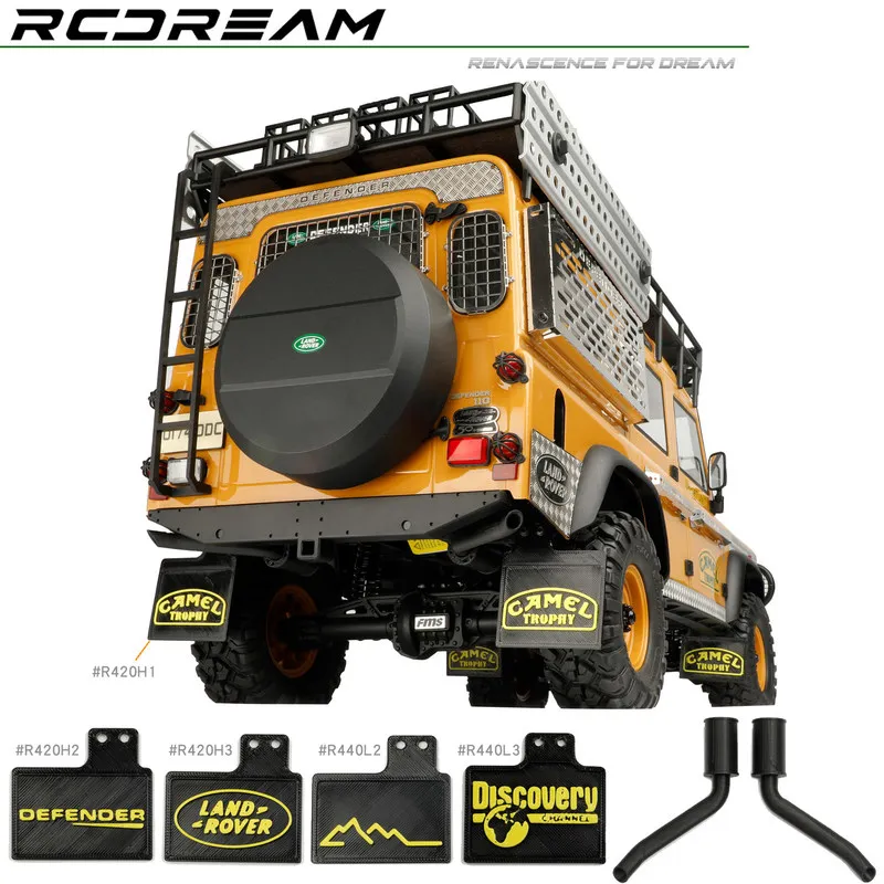 Rcdream fcx10 camelo copo defender carro de controle remoto shi dun lama filme bloco tubo escape defender simulação acessórios rc