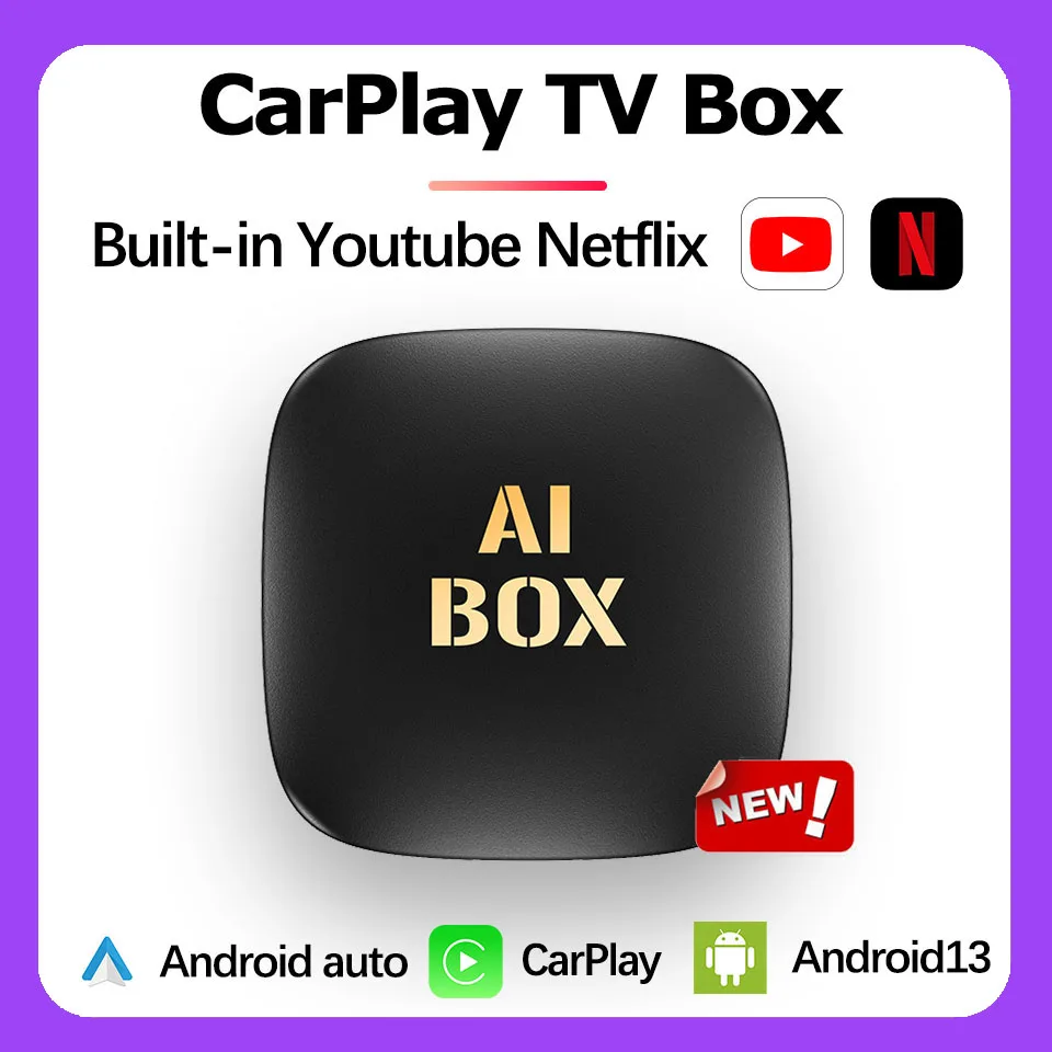 

Smart CarPlay Tv Box Android13 For Netflix YouTube Bulit-in Play Store Wireless Carplay Android Auto Adapter for Wired Carplay