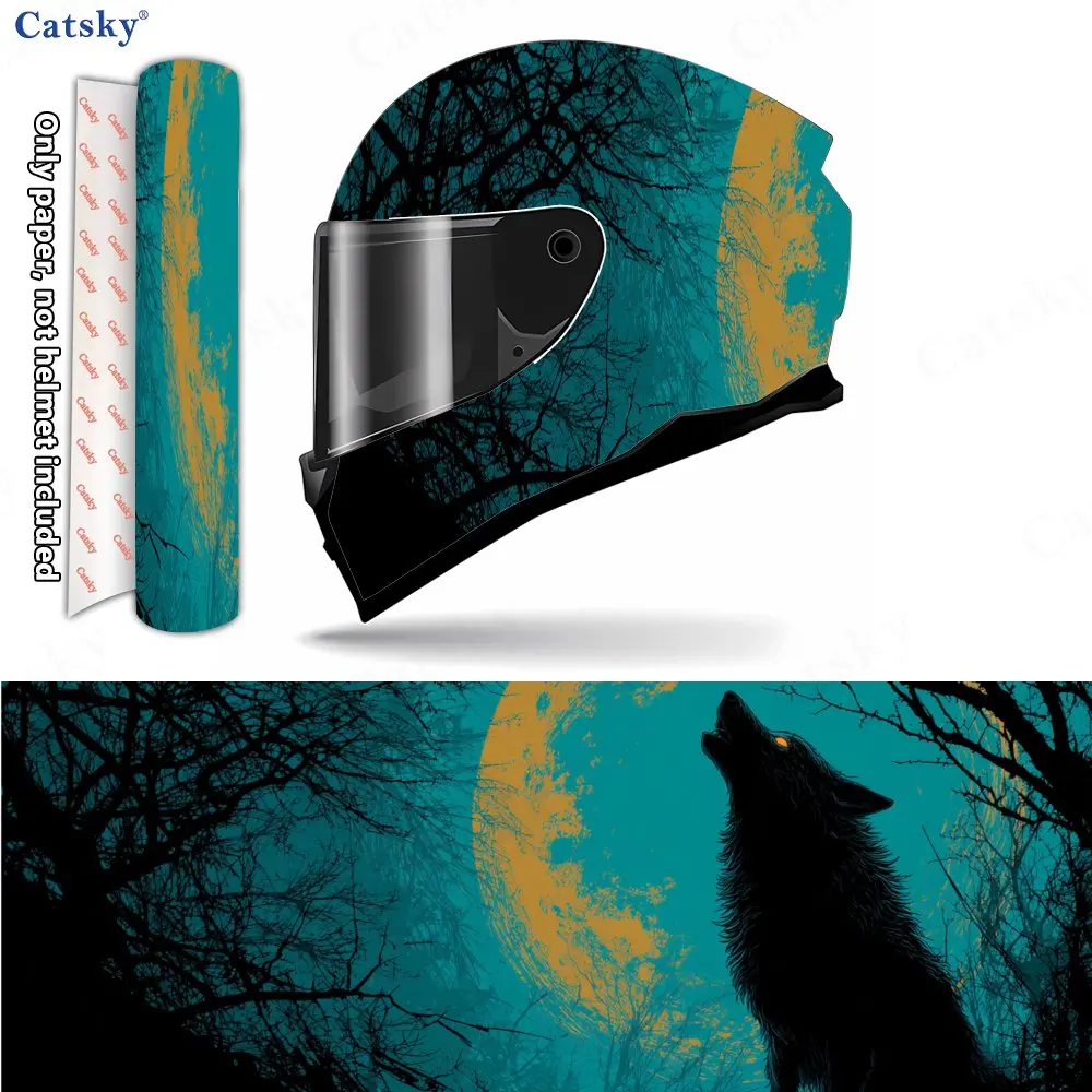 

Виниловые накидки на шлем Mystic Forest Moon Howling Wolf, водонепроницаемые, устойчивые к царапинам наклейки на анфас, прочный художественный ПВХ