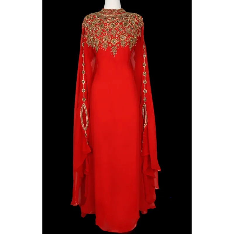 Red Morocco Dubai Long Gown Dress Is Very Fancy Long Dress Fashion Trend