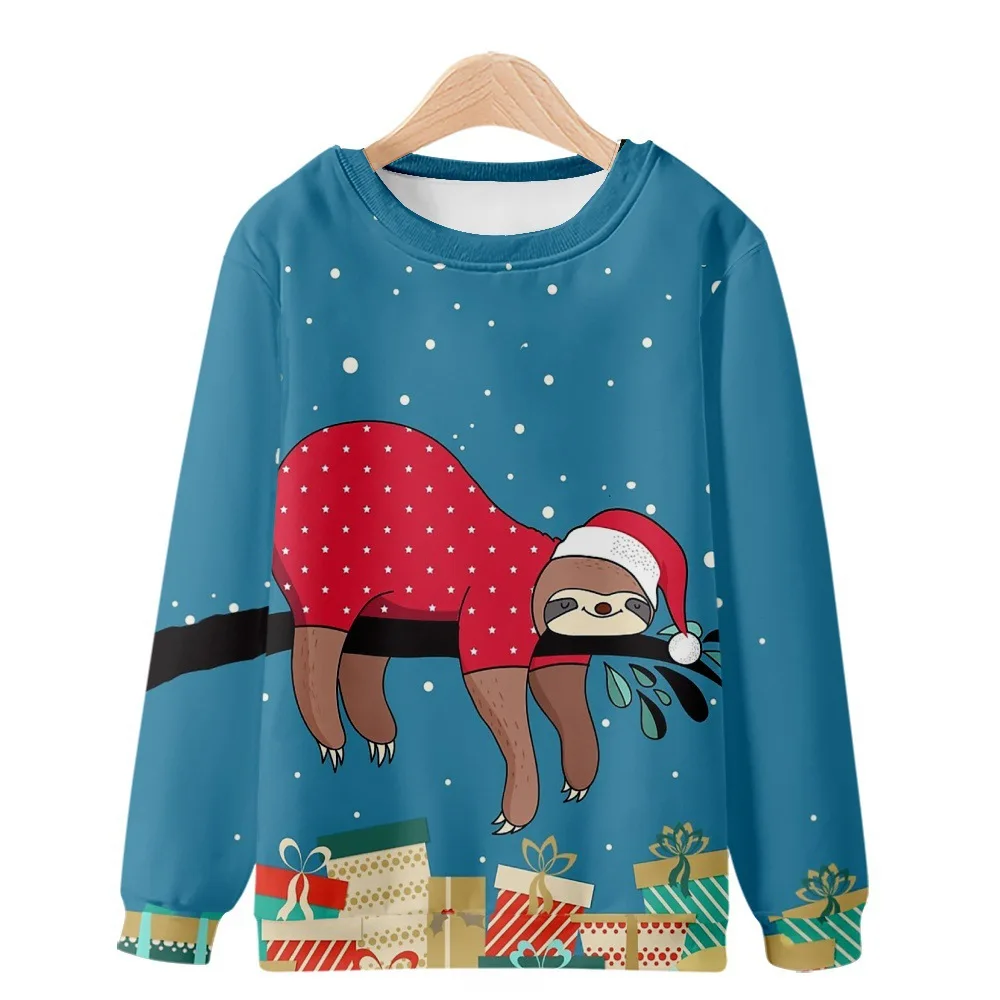 

New Christmas Collection Personalized Casual Printing Round Neck Sweater Spring and Autumn Style for Men and Women 1