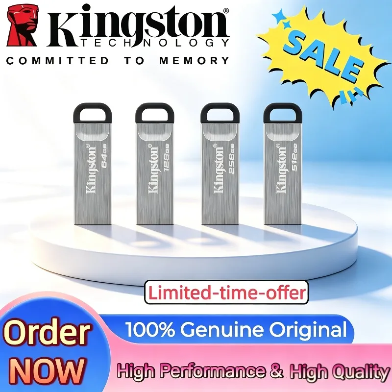 Pen Drive for Computer 100% Genuine Kingston DataTraveler Kyson USB Flash Drive 32GB 64GB 128GB 256GB USB 3.2 Flash Penrive DTKN