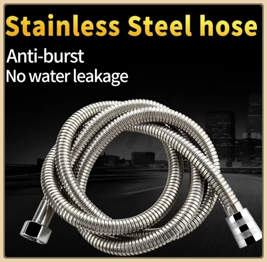 

1,5/2 м черный/серебристый SUS 304, гибкий душевой шланг, длинный удлинитель душевой трубы для ванной комнаты, водопроводная труба, аксессуары для ванной комнаты