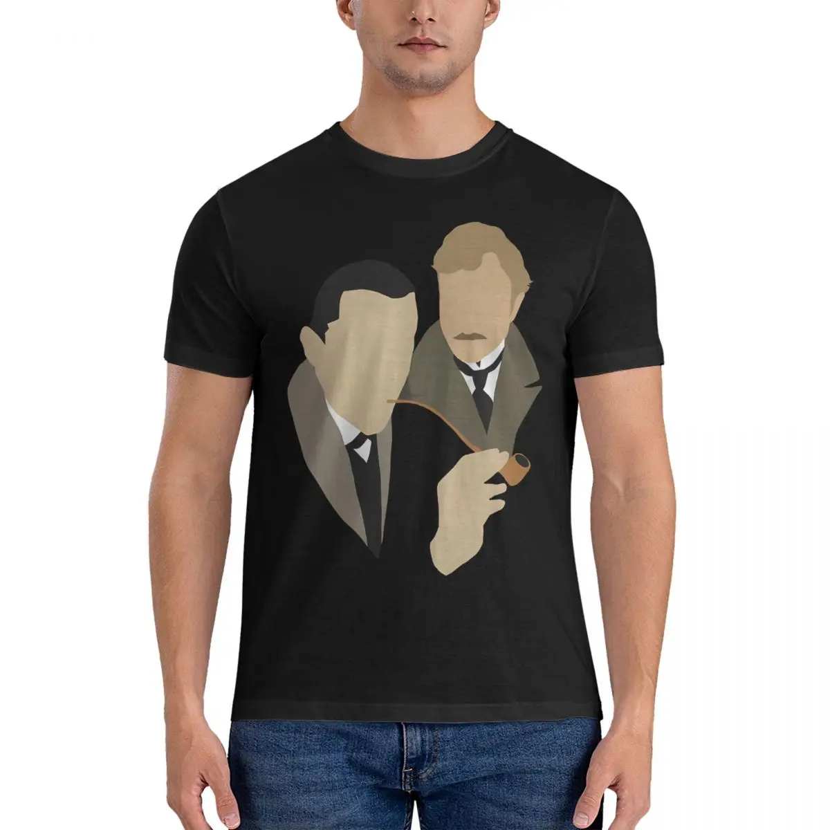 Men's T-Shirt Brett 'N Burke Leisure 100% Cotton Tees Short Sleeve S-Sherlock Holmes T Shirts Crewneck Clothes Printed