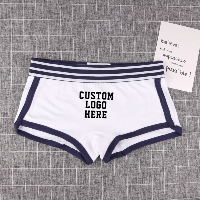 Customized Hot Stamping Name Logo knickers Boyshort Sexy Home Panties for Women Comfortable Yoga Shorts Personalized Panties