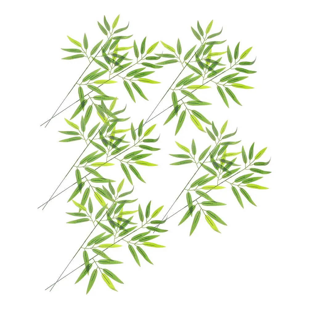 

20 Pcs Home Decor Bamboo Leaf Decoration Sticks Fake Tree Party Faux Stalks Leaves Green Bambooo Artificial
