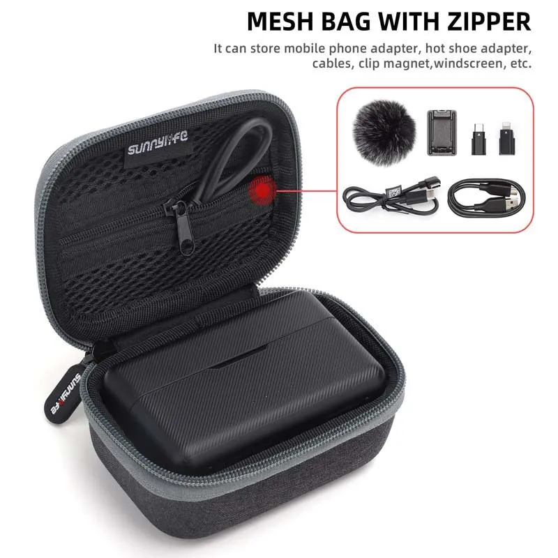 Portable Case Charging Box Transmitter Receiver Phone Adapter Data Cable Storage Bag for DJI Mic Microphone Wireless