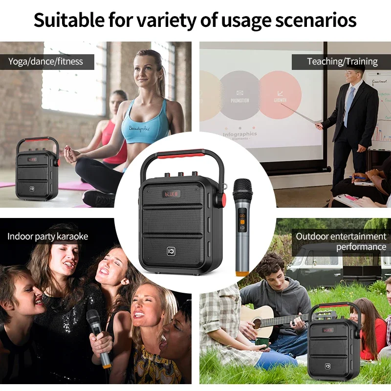 SHIDU H1 Plus UHF Wireless Technology Outdoor Bluetooth Music Player Speakers Portable Karaoke Speaker