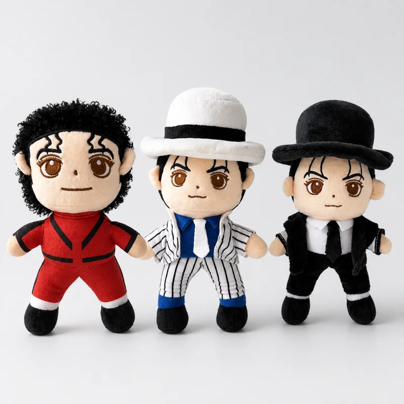25cm Standing Michael Plush Toy Cute Jackson Soft Stuffed Doll Collectible MJ Doll Sleep Companion Doll Home Decor Birthday Gift
