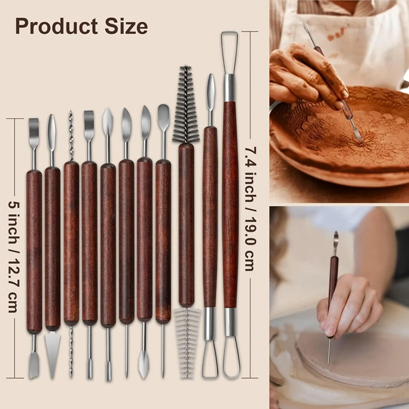 Ceramic Tool Set Clay Tools Kit, 43 PCS Red Pottery Tools, Practical Polymer Clay