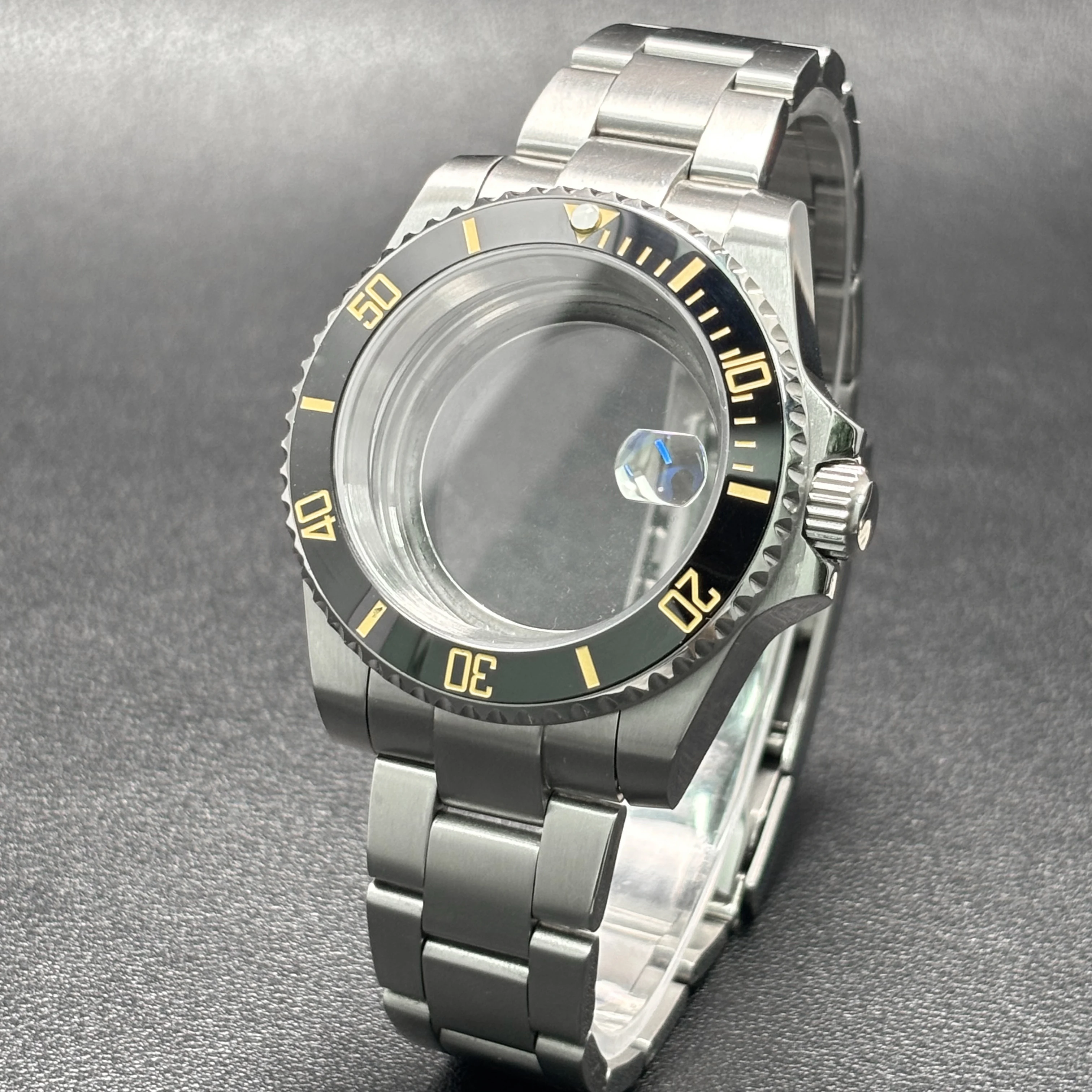 

40mm Steel Waterproof Watch Case Yacht-master Sapphire Glass watch SUB Case Fit NH35 NH36 NH34 GMT Miyota 2813 ETA2836 NH35case