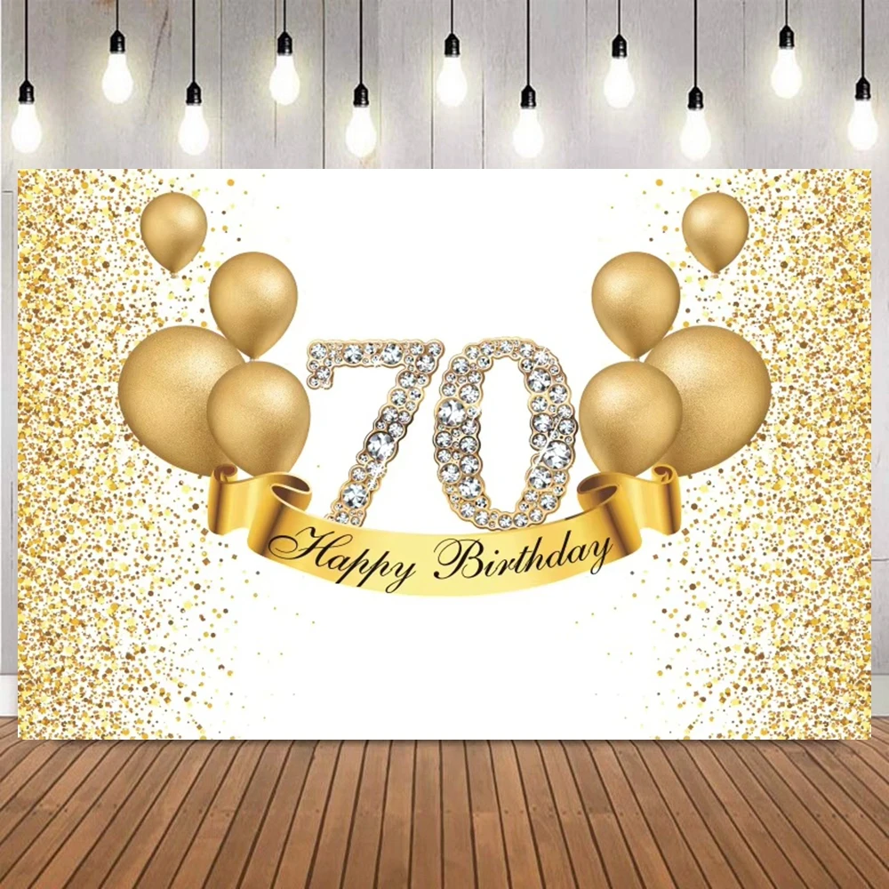 

Golden Black Happy 90 80 70 60th Birthday Background 50 Birthday Decoration Banner Photography Backdrop Photo Studio Props
