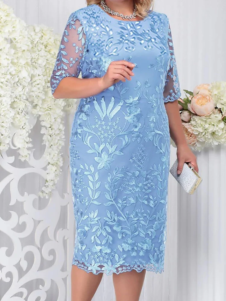 Plus Size imprezowa sukienka dla gości weselnych luksusowa elegancka damska 50-letnia damska koronka kwiatowa Bodycon pulchna damskie sukienki