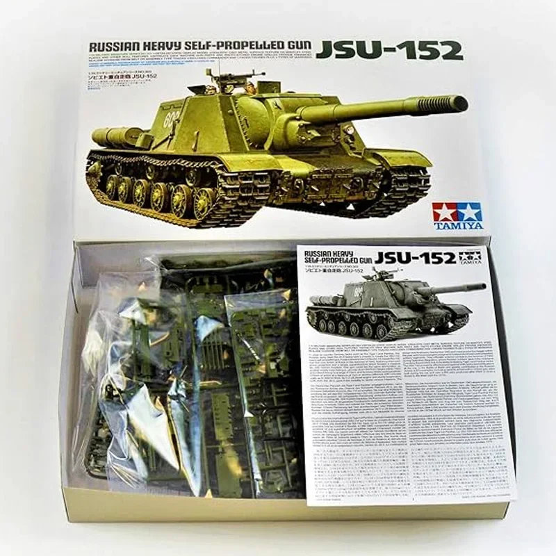 TAMIYA 35303 Russian Heavy Self-Propelled Gun JSU-152 1/35 Military Assembled Scale Model Kit DIY Toy, Collection Birthday Gift