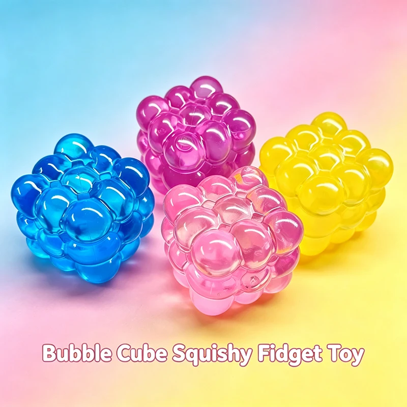 Maltose Clear Bubble Cube Fidget Soothing Sensory Squeeze Toy Non-toxic Slow Rebound ASMR Toy Anti-anxiety Alleviate ADHD Gift