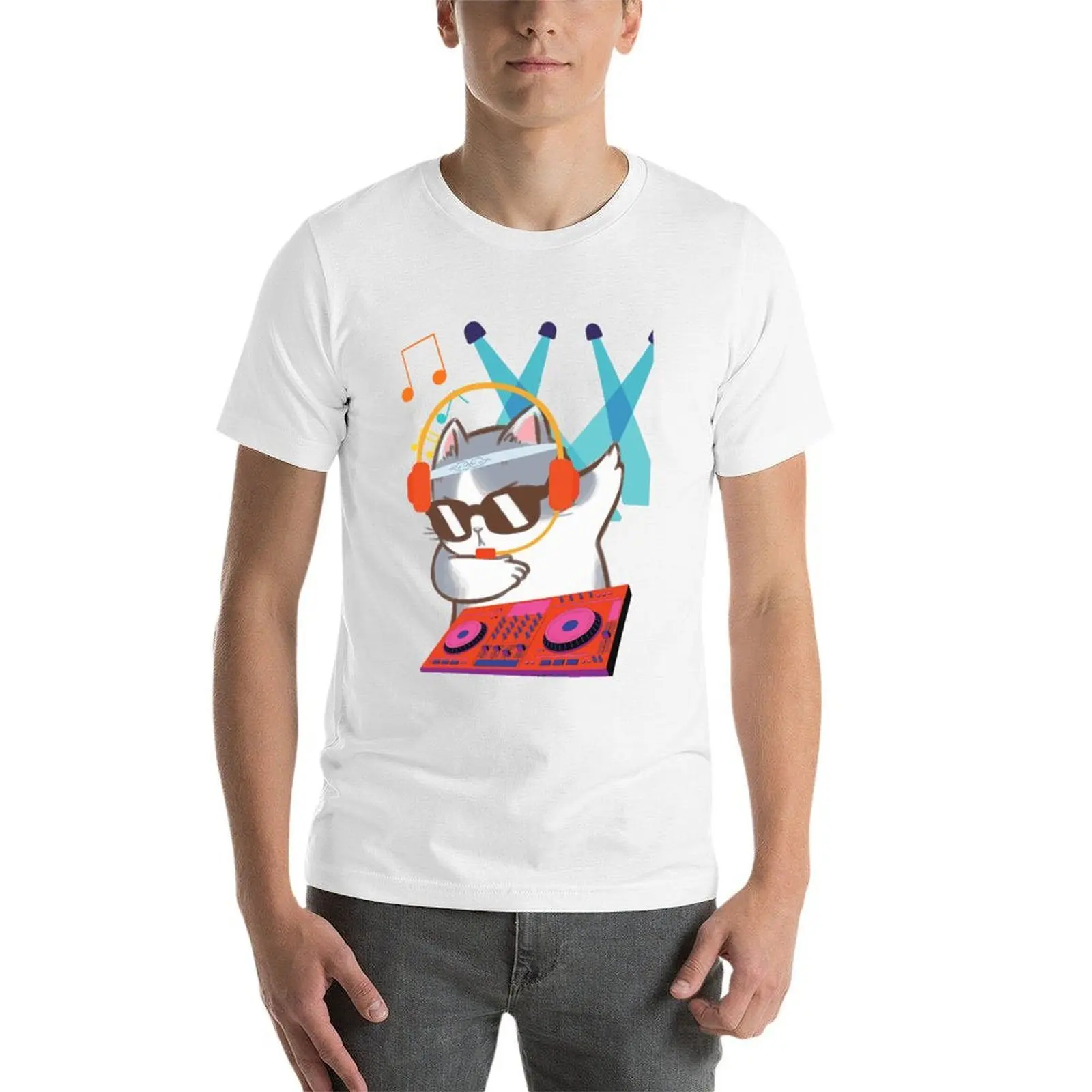 تي شيرت DJ CAT in da house تي شيرت للرجال من القطن تي شيرت قطني