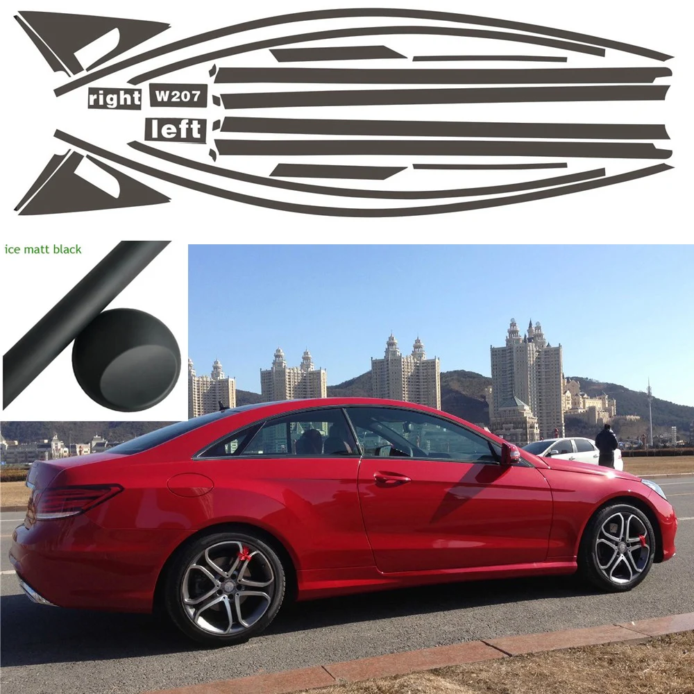 

Ice Matte Black Chrome Delete Window Trims For Mercedes Benz E Class W207 2009-2016 coupe 2 doors