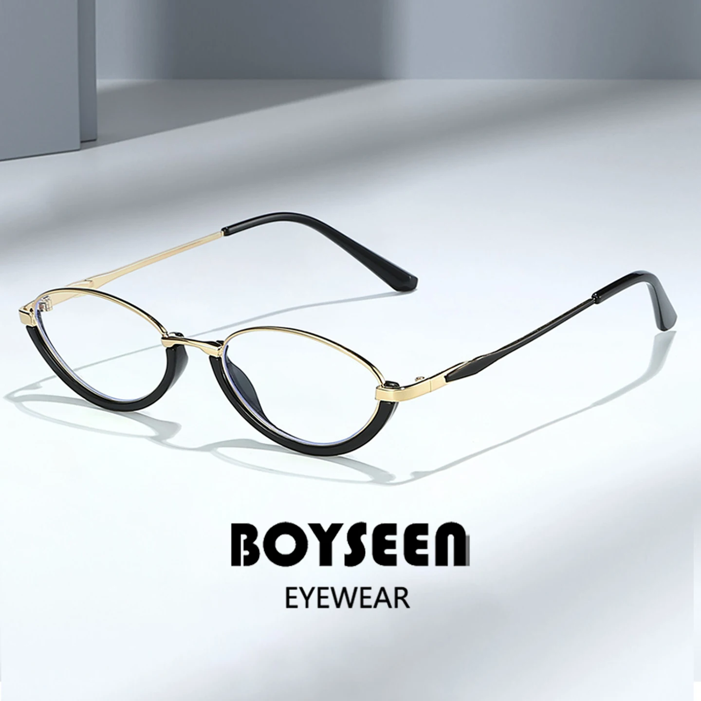 

BOYSEEN Metal frame fashionable and personalized, retro flat mirror, simple blue light blocking glasses