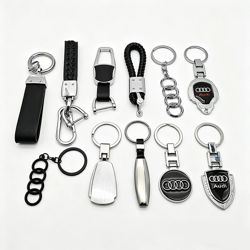 Porte-clés 3D en métal/cuir pour voiture, 1 pièce, pour Audi A1 A3 A4 A5 A6 A7 A8 Q2 Q3 Q5 Q7 TT S Line S3 S4 S5 S6 RS, accessoires