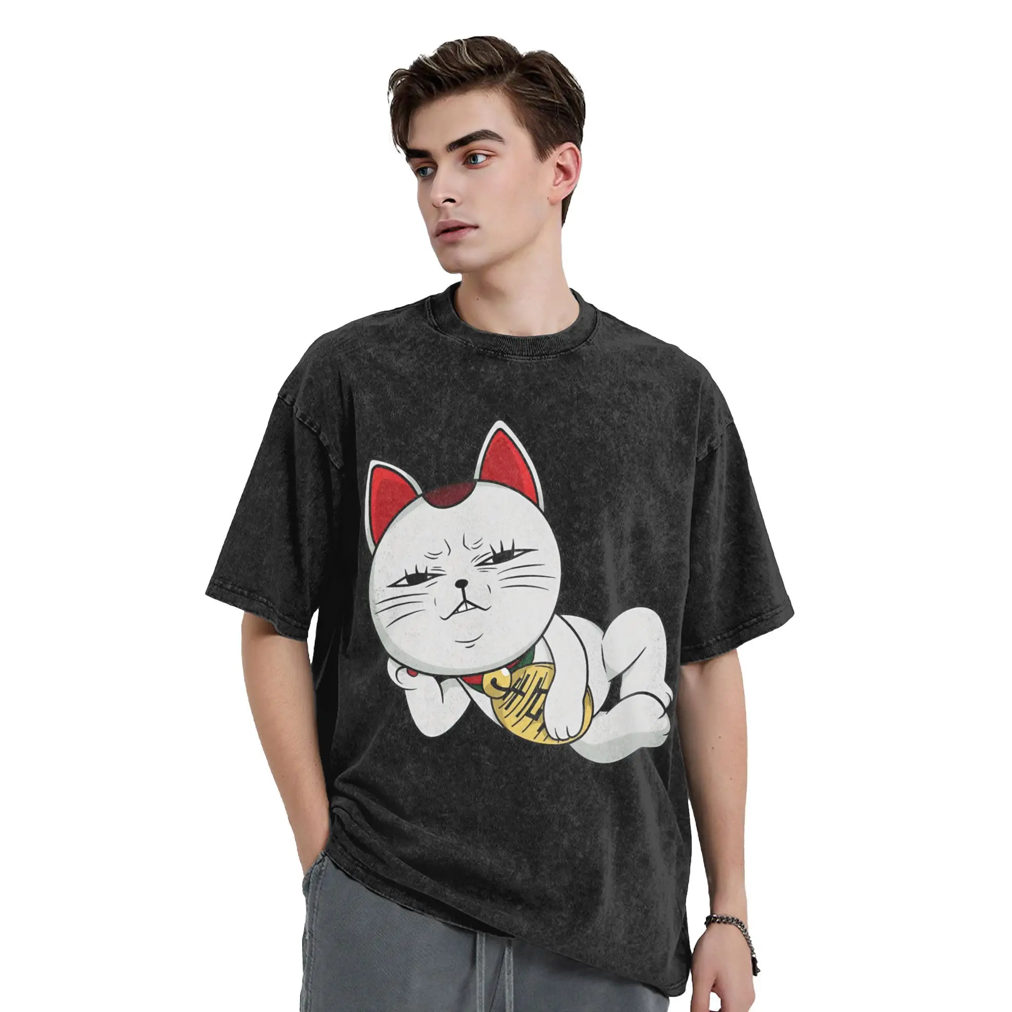 DanDaDan Magliette da uomo in puro cotone moda per uomo T-shirt colletto tondo maglietta manica corta abbigliamento unico