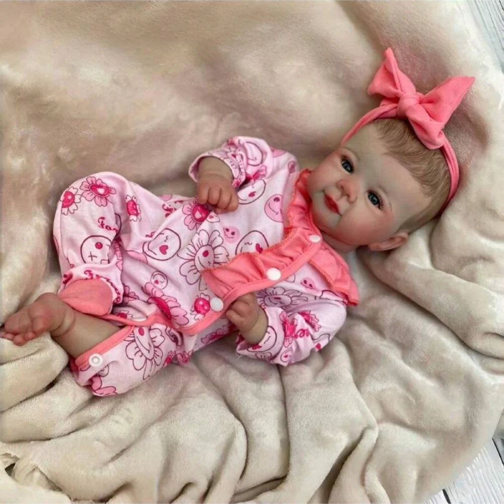 Muñeca Reborn Juliette Bebe de 19 pulgadas, piel pintada realista con cuerpo suave y peluche, muñeca bebé recién nacida hecha a mano para regalos y colección