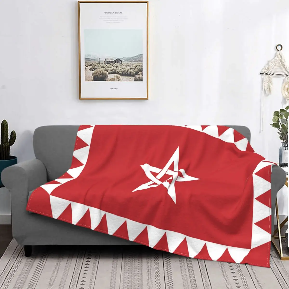 

Morocco Flag Blanket Coral Fleece Plush All Season Heart Red Breathable Ultra-Soft Throw Blankets for Bed Bedroom Rug Piece 1