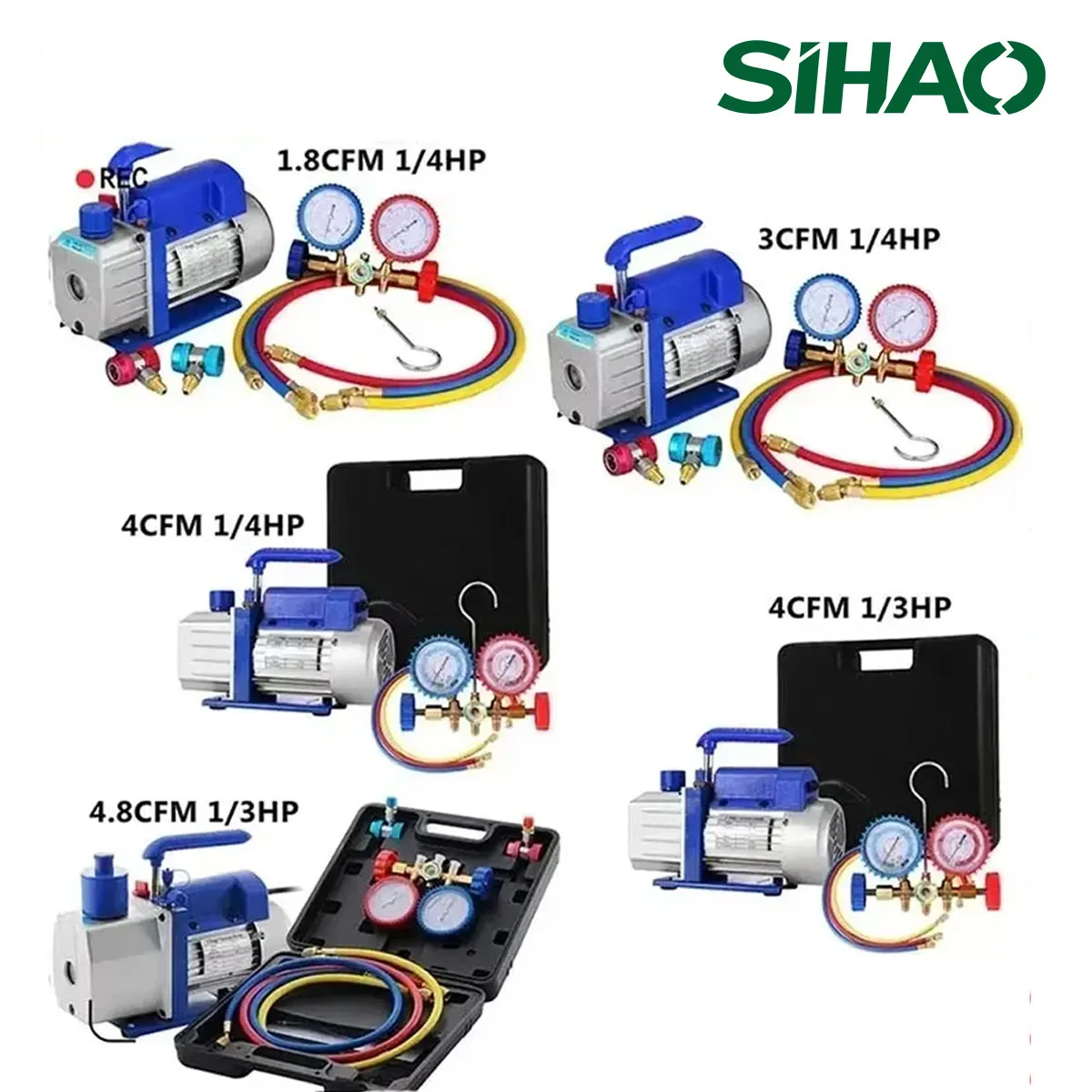 

Регулируемый вакуумный насос SIHAO 1.8-4.8CFM с манометром — восстановление хладагента HVAC, автоматическое уплотнение переменного тока и вакуумное уплотнение для дома/профессионального использования