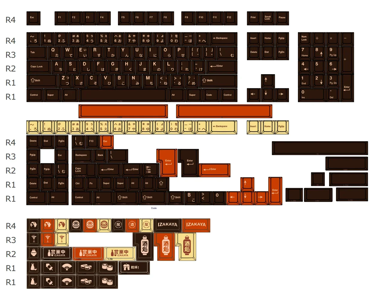 izakaya theme keycaps Original height PBT five-sided sublimation Customized full set