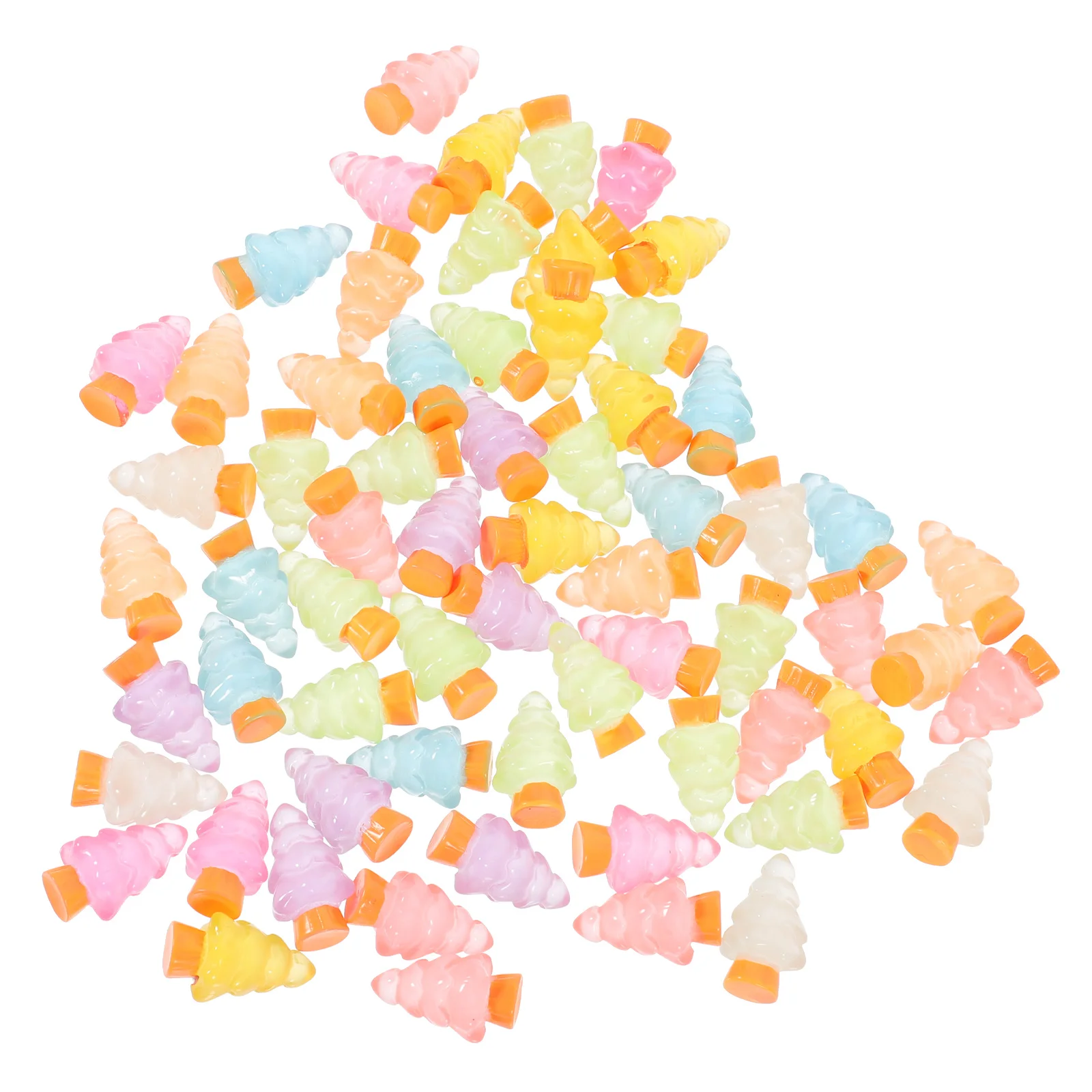 

72Pcs Mini Resin Luminous Christmas Trees Desktop Decoration Xmas Tabletop Ornaments Glow Night Holiday Mini Christmas Tree