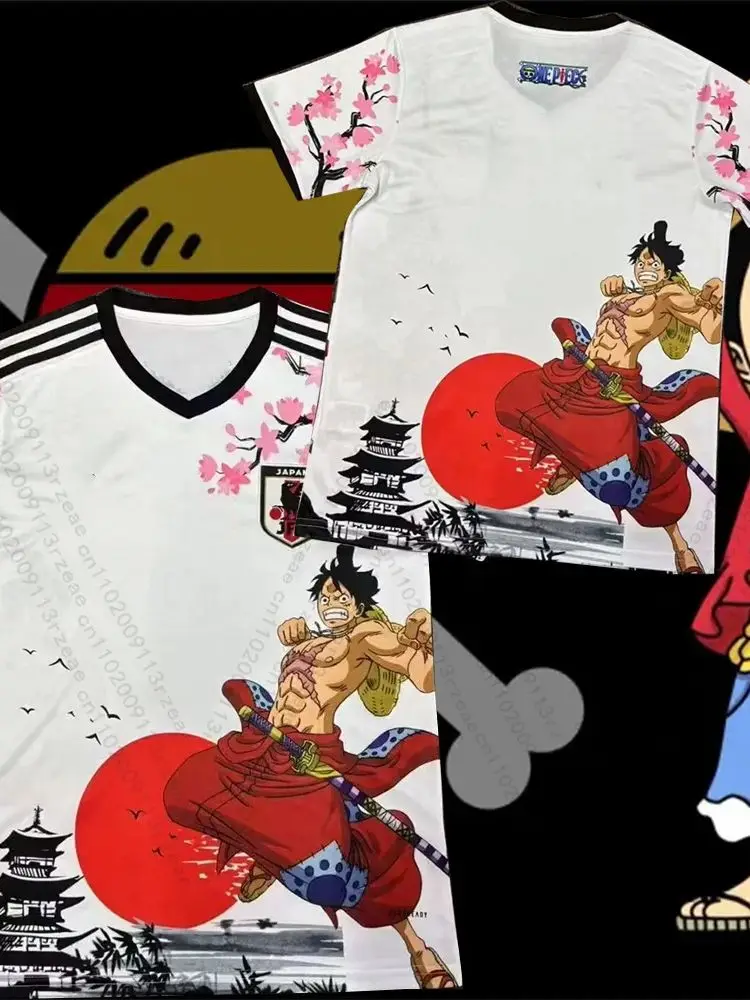 2025 Japon Anime Monkey D Luffy Maillot de Football Une Pièce Anime Style Fan Hommes Décontracté Dessin Animé Enfant Cosplay Séchage Rapide T-shirt