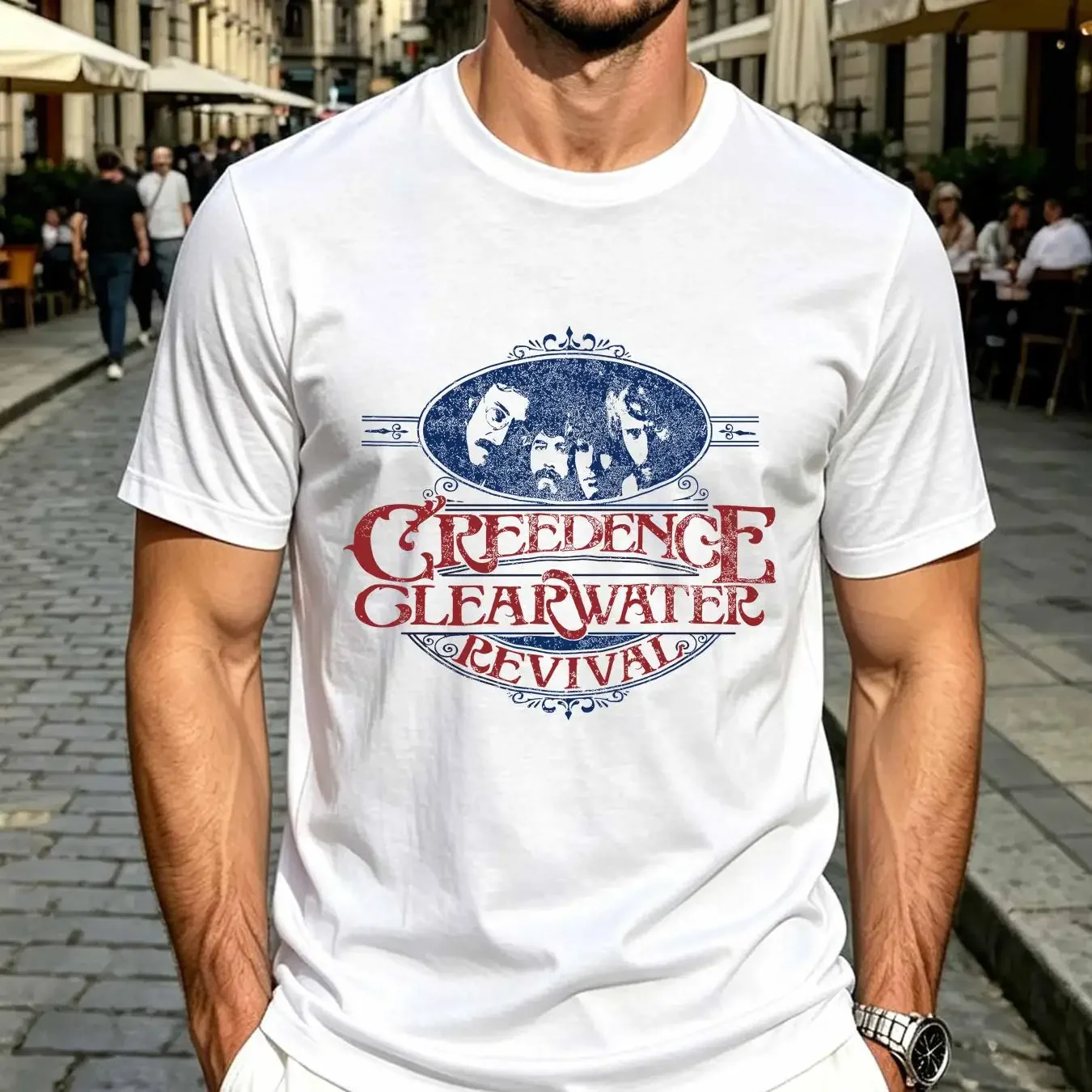 washed T Shirt Creedence Clearwater Revival  Cotton White S to 5XL vintage Washed Top For Everyday Wear homme Slightly