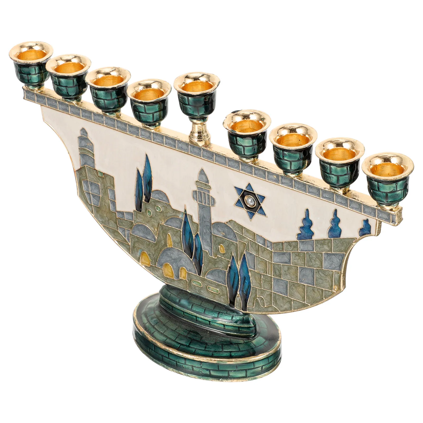 Nine Head Candelabra Metal Menorah Victorian Holder Hanukkah Jewish Holiday Centerpiece Home Decor Stand Display Holder