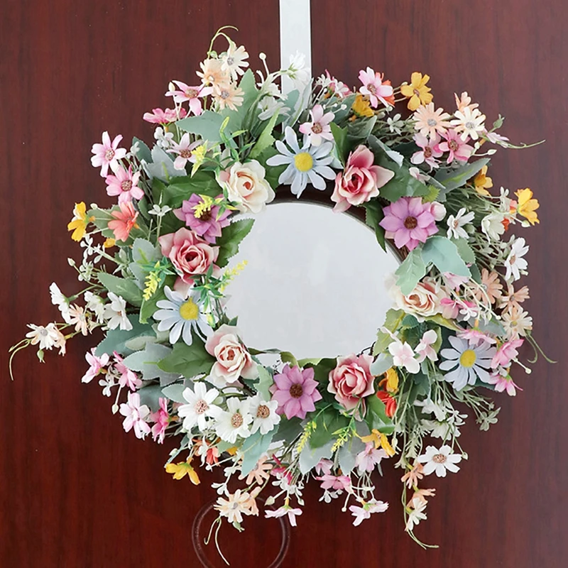 

Vibrant Spring Summer Floral Wreath for DIY Home Decor Wall Accents Weddings Mother's Day Gifts Outdoor Party Decorations