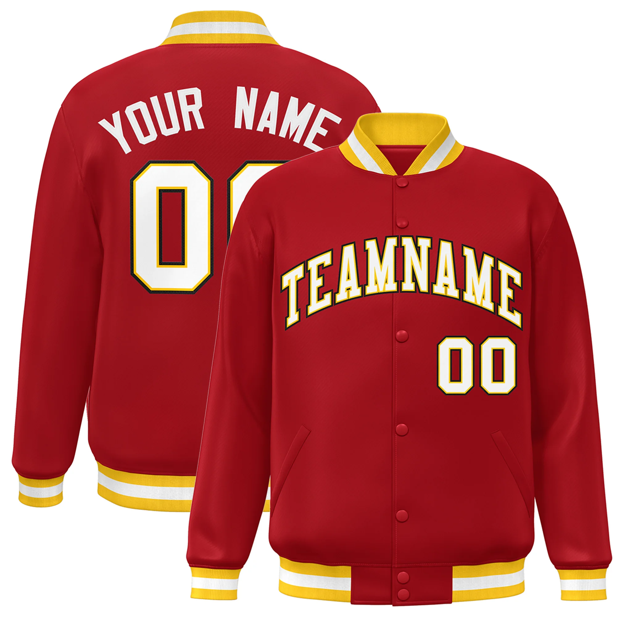 

Personalized Baseball Jacket Full-Snap Stitched Text Number Logo Varsity Letterman Baseball Jacket