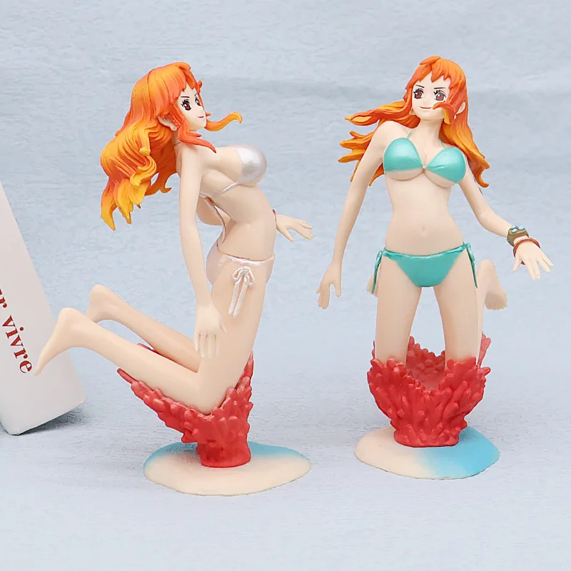 One Piece Anime Figures Nami, Maillot de bain de plongée bikini sexy, Figurine d'action Nami, Modèle de collection en PVC, Ornements de beurre, Jouets Cadeaux, 15cm
