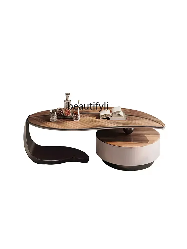 

Light Luxury Solid Wood Coffee Table TV Cabinet Combination Creative Strange Shape Small Apartment Living Room Coffee Table