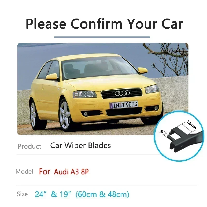 For Audi A3 8P 2003 2004 Brushes Flat Cutter Cleaning Windscreen Windshield Window Accessories Auto Part Car Front Wiper Blades