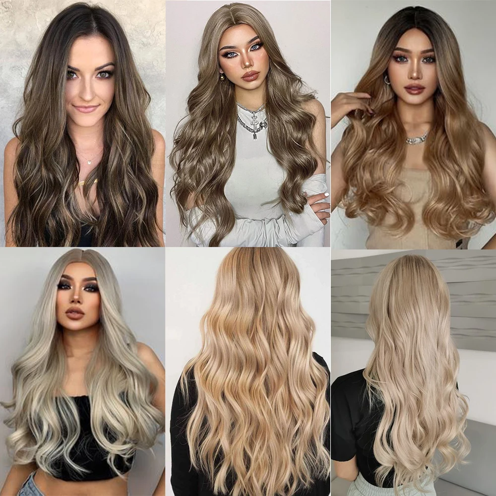 Clipe Invisível Sintético em Extensões De Cabelo, Linha De Peixe, Ombre, Natural, Preto, Loiro, Fake Hairpiece, 1 Peça