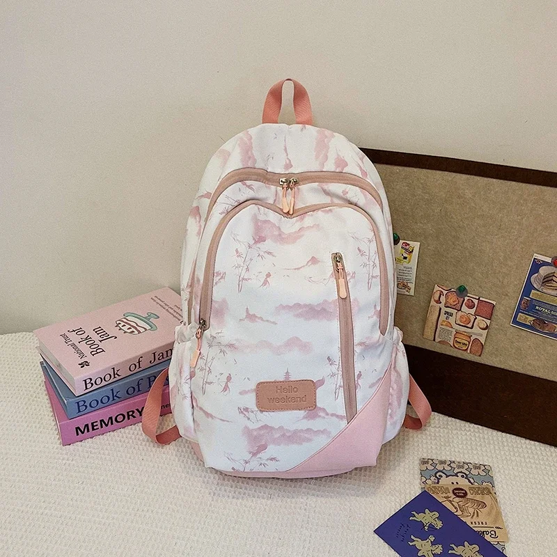 Nylon Chinese Style School Bags High Capacity Zipper Fashion Backpack Simplicity 2024 New Hot Sale Bags for Girls and Boys