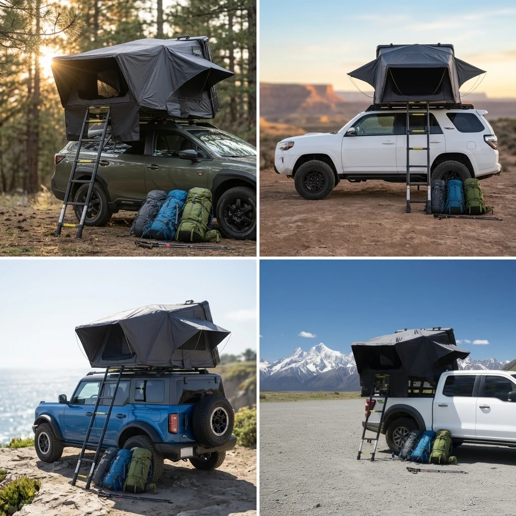 Customized Aluminium Roof Top Tent Automatic Hard Shell Insulated Pop up Four-Season One Bedroom Travel Tent for Camping
