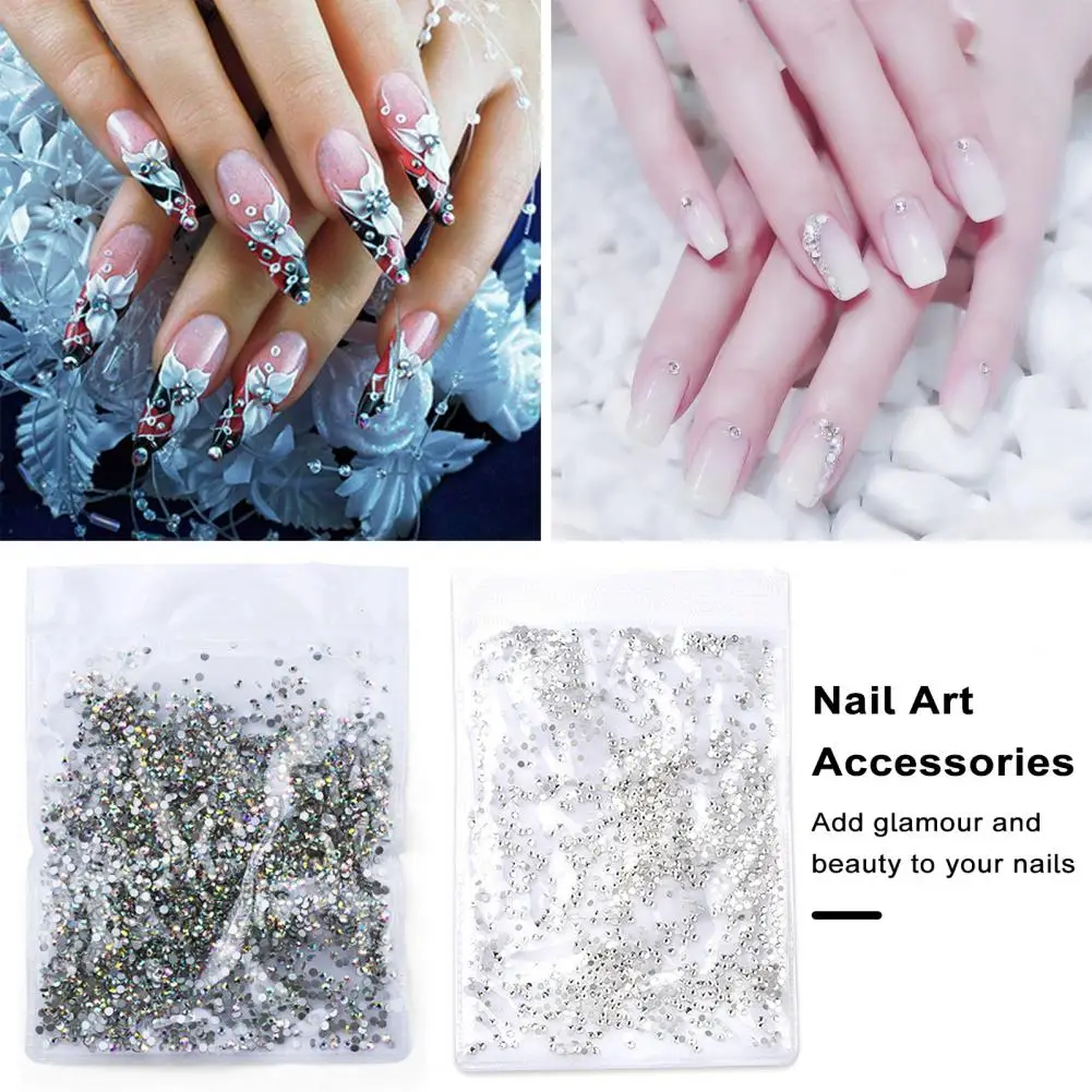 Branco AB Vidro Strass, Plana Rodada Jóias, Impressionante Nail Art Ornamentos, Bela Nail Art, 1440pcs