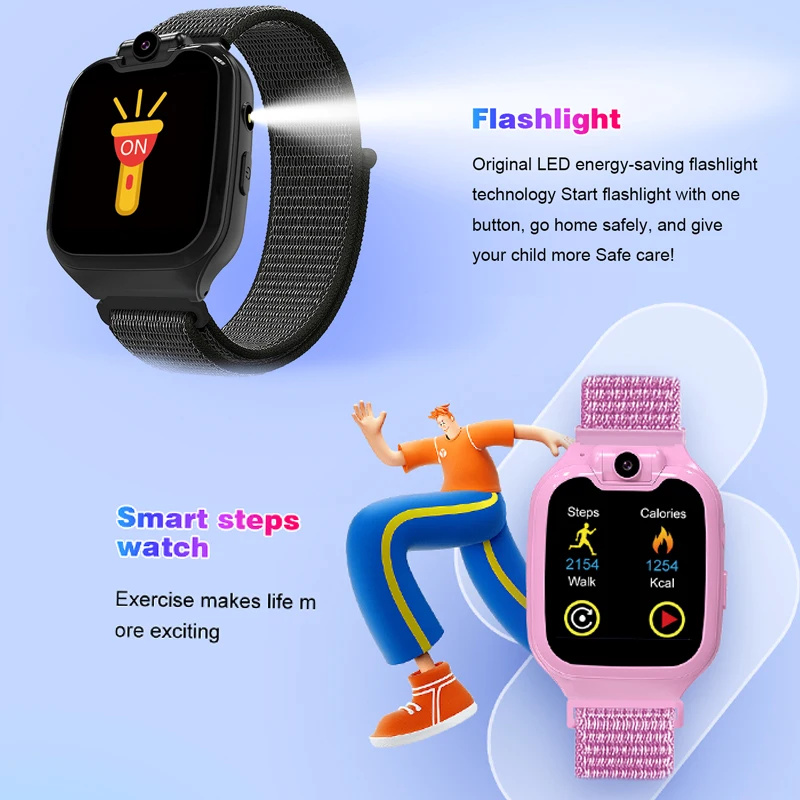 Kids Smart Phone Watch Built-inTF Card 16 Games Flashlight Rotable Camera TFT Screen Children Nylon Strap Gifts Game Clock