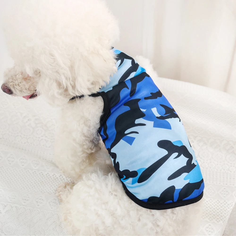 Camouflage Dog Clothes Summer Thin Dog Cat Vest Cute Puppy T-shirt Soft Comfor Teddy Chihuahua Sleeveless Vest Pet Supplies