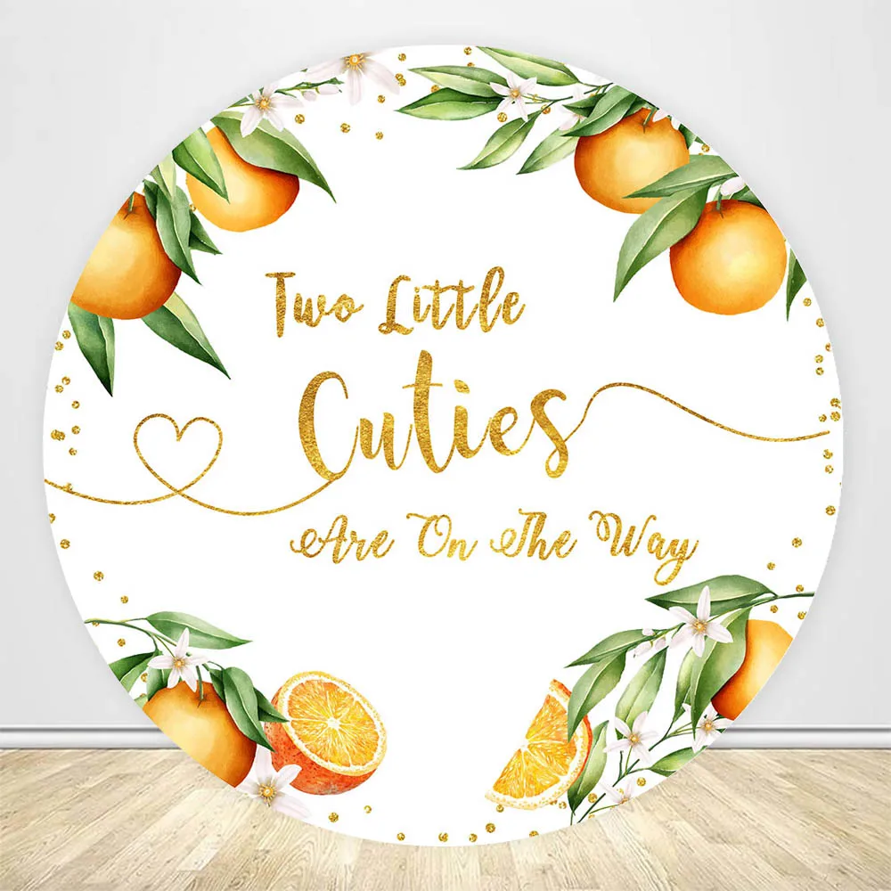 Mocsicka Round Backdrop for Newborn Baby Shower Twins Two Little Cuties are On The Way Photo Background Party Decor Custom Cover